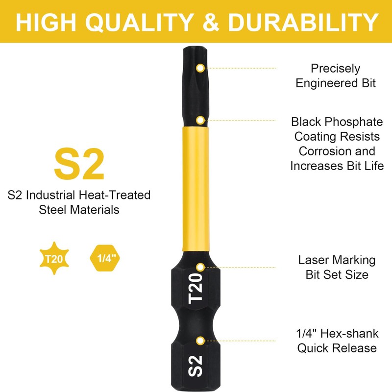 DAKCOS T20 Bit Long, Torx Bit T20, Bit Assortment from