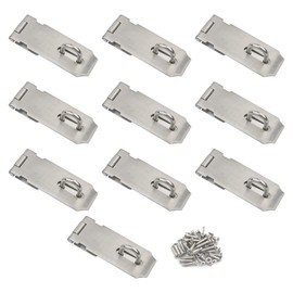 Pxyelec 6 Pack Padlock Hasp Latch 304 Stainless Steel Security Door Clasp Hasp Lock Latch Lock Safety Padlock Clasp with Screws for Furniture, Cabinet, Drawer, Cupboard and Closet,4 inch