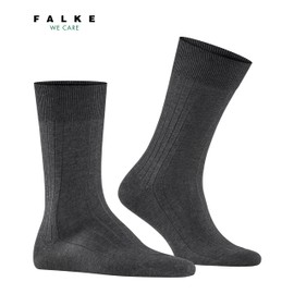 FALKE Men Milano socks, 1 pair, UK size 5.5-6.5 (EU 39-40), Grey, cotton mix - Mercerised cotton, ribbed structure, ideal for business looks