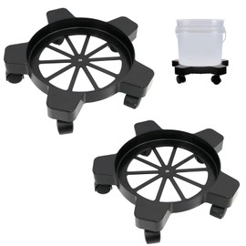 CNQLIS 5 Gallon Bucket Dolly with 5 Smooth-Rolling Swivel Casters,75 lbs,No Tip or Spilling for 5 Gallon Bucket and Flowerpot,11" Inside Diameter，Black （2Pcs）