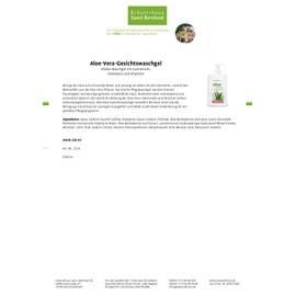 Sanct Bernhard Aloe Vera Care Set of 4 - Moisturising Gel, Skin Cream, Wash Gel, Facial Toner