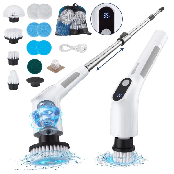 Fixm Electric Spin Scrubber Cordless Cleaning Brush w/11 Replaceable Brush