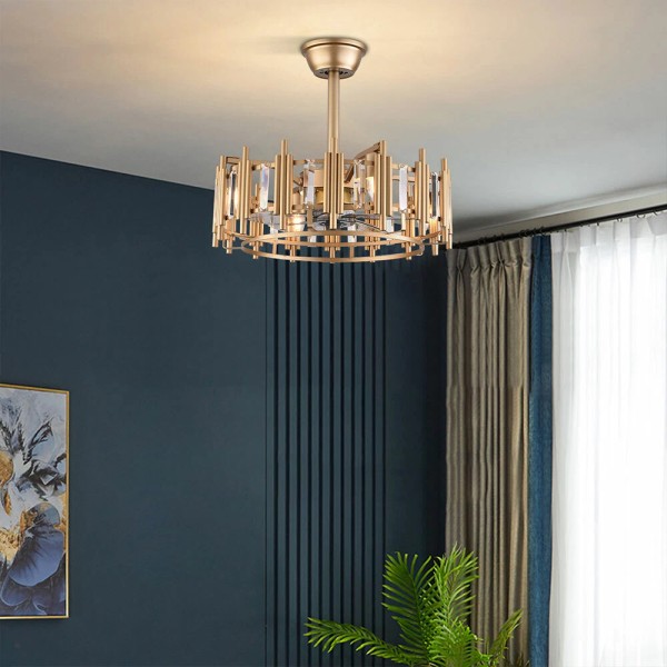 TBVechi 20" Ceiling Fan Light LED Chandelier Semi Flush Mount