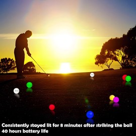 THIODOON Glow in The Dark Golf Ball Upgarded Timer Resettable for Night Sports Super Bright LED Glowing Golf Balls Long Lasting Light up Golf Ball (6 Pack)