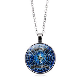 CQHODFYA Fire brigade necklace for men and women with pendant, fire brigade chain for women men, jewellery gift idea, protective necklace with 18 inch chain + 2 inch extension, with jewellery box,