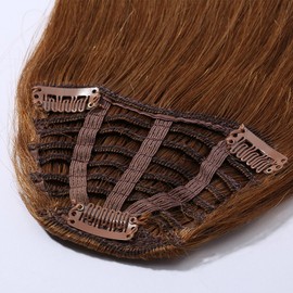 Clip in Fringe Thick Bangs Hairpiece Human Hair #6 Light Brown (25g)