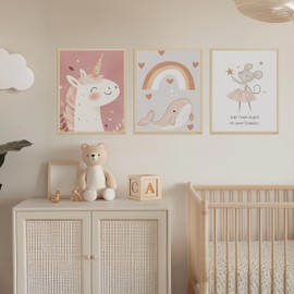 Kidsmood - Affirmation Poster for Children's Room - Encouraging Pictures for Children's Room Girls & Boys - Baby Room Decoration - Wall Pictures Animals for Children's Room Decoration [Fantasy World |