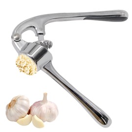 OVBOVA Garlic Press, Garlic Press, Practical Garlic Crusher Made of Stainless Steel, Efficient Tool for Garlic Paste Extraction, 16 cm