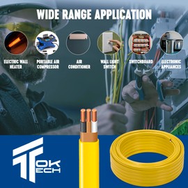 12Gauge 2Conductor Residential/Commercial House Wiring NM-B Jacket Indoor Cable,12/2AWG Electrical Low Voltage Circuit Annealed Solid Copper Cord (100ft)