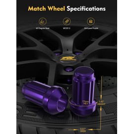 MIKKUPPA M12x1.5 Wheel Lug Nuts, Purple 20pcs Closed End Spline Lug Nuts