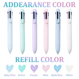 12 Pcs 6-In-1 Multicolor Pens, 0.7mm 6 Colours (Black, Blue, Red, Orange, Green, Purple) Retractable Ballpoint Pens For Office School Supplies Students Children Gift