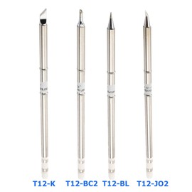 4PCS T12 Soldering Iron Tips,4Type Solder Tip T12-K,T12-BC2,T12-J02,T12-BL Replacement Tip for FX-951 FX-950 FM-203 Rework Station