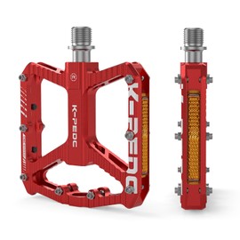 K PEDC Mountain Bike Pedals MTB Pedals,Bicycle Pedals with Reflectors,Aluminum 9/16" 3 Sealed Bearing Lightweight Platform for Mountain Bike, BMX, Road Bike Pedals