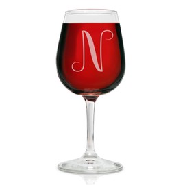 On The Rox Drinks Engraved Wine Glass, 12.75 N-Monogram