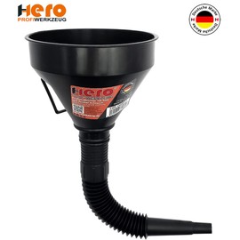 HERO Kunststoff Trichter 2 Stück Einfülltrichter Kraftstofftrichter Benzintrichter Tanktrichter Öltrichter mit 21 cm flexiblem Schlauch + Sieb Benzin Diesel Öl Kraftstoff Abfülltrichter Auto KFZ