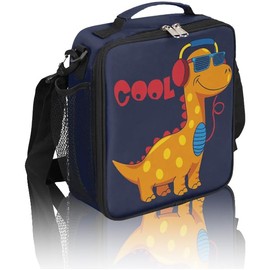 Dinosaur Lunch Box for Kids, Cool Dinosaur Music Lunch Bag for Boys Girls, Reusable Insulated Waterproof Lunch Box with Adjustable Shoulder Strap Thermal Cooler Tote Bag for School Daycare Picnic