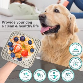 Kwispel Lick Mat for Dogs, Dog Lick Mat with Suction Cups for Anxiety, Peanut Butter Dog Licking Mat Slow Feeder Dispensing Treater Lick Pad for Dogs Cats Grooming Bathing and Training (Grey)
