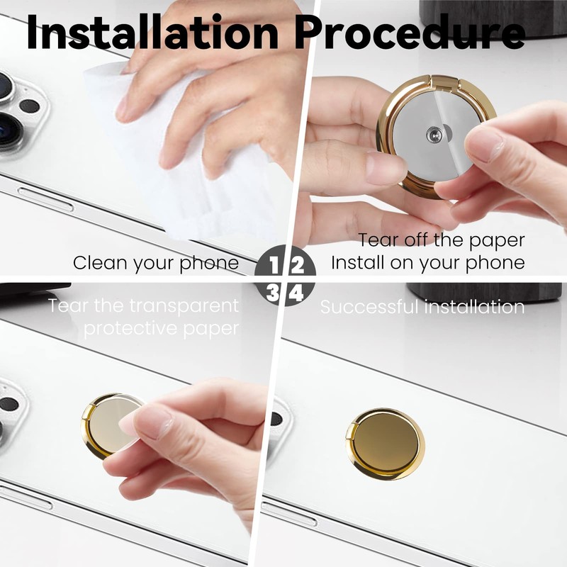 Metal Cell Phone Ring Holder Finger Ring Stand, 360 Degree