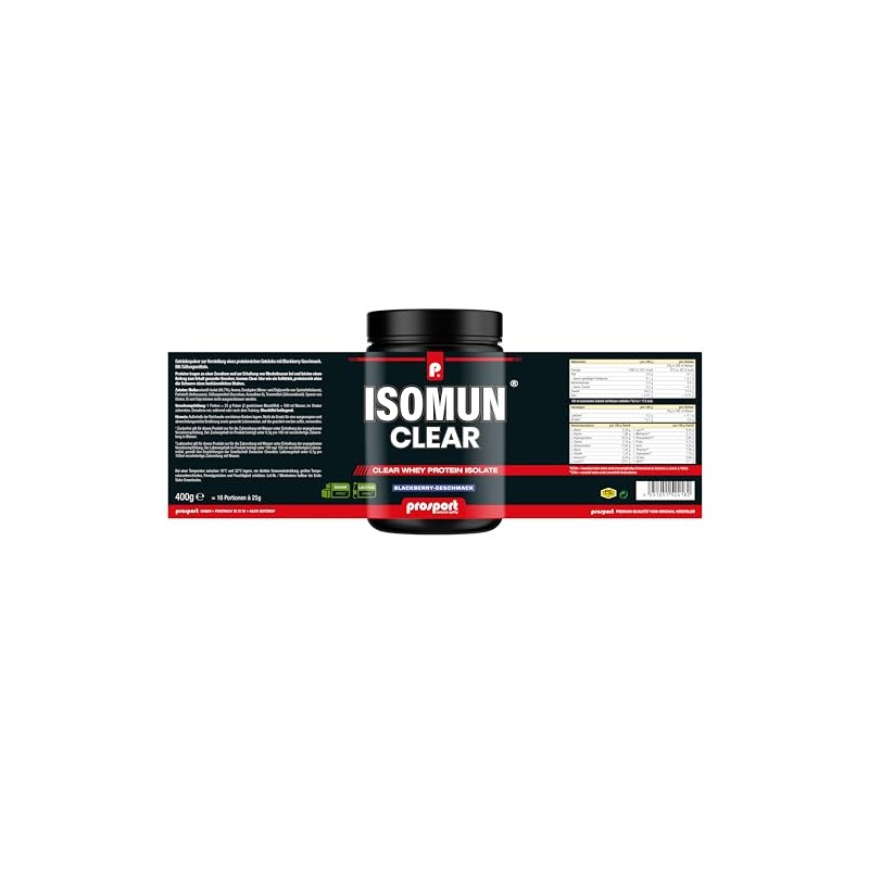 Prosport Isomun Clear Whey Isolate Protein, Blackberry Flavour, 400 g