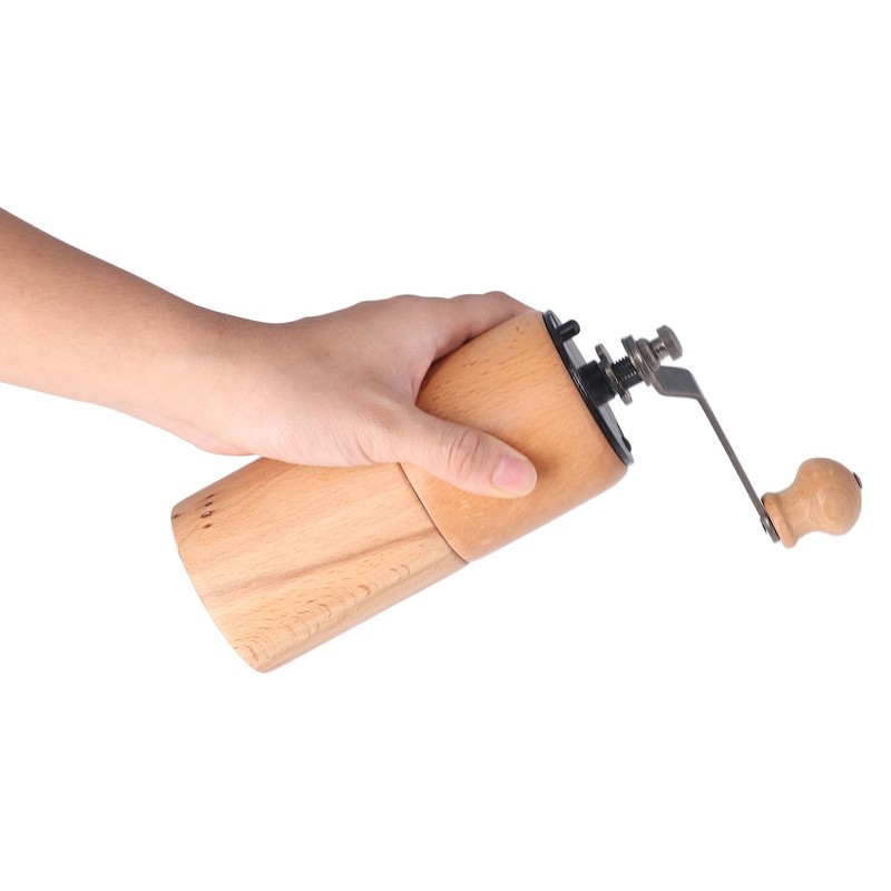 Manual Coffee Grinder Adjustable Coarseness Quiet Portable Wooden Hand Crank