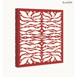 Wynwood Studio Floral and Botanical Contemporary Wrapped Canvas Art - Glitter Drops on the Vines, Wall Art for Living Room, Bedroom, and Bathroom, 30" x 36", Red and Gold Home Decor