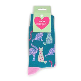 Snazzy Socks Cats You're Purr-FECT! Ladies Socks Size 4-7 Novelty Sock Gift LKSOCK011