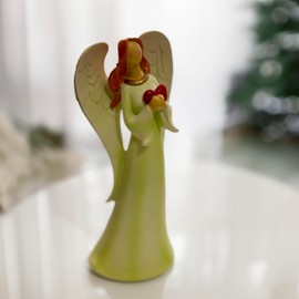 hvfun Hand-Painted Resin Angel Figurine with Heart