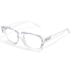 YUKANG Reading Glasses for Women Men Blue Light Blocking Square Fashion Readers with Spring Hinges Anti Glare Computer Clear 1.5