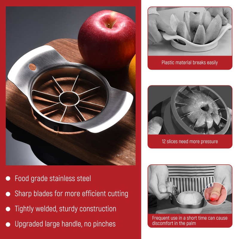 Apple Slicer, ARRITZ Stainless Steel Apple Cutter 8 Slices, Sharp