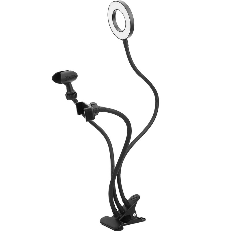USB LED Ring Fill Light Lamp with Phone Holder Microphone