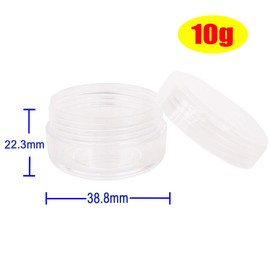 Wopanxye Pack of 12 Jars, 10 g/10 ml Empty Transparent Small Plastic Cream Jar - for Cosmetic Jars, Lip Balm Jars, Nail Art Containers, with Clear Screw Lid and 12 Pieces Mini Spatula & Label