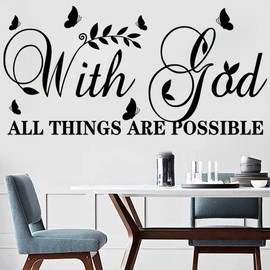 with God All Things are Possible Wall Stickers Inspirational Wall Decal Vinyl Wall Decals Motivational Office Decor Quote Wall Art Vinyl Wall Decal Living Bed Room School Words Saying