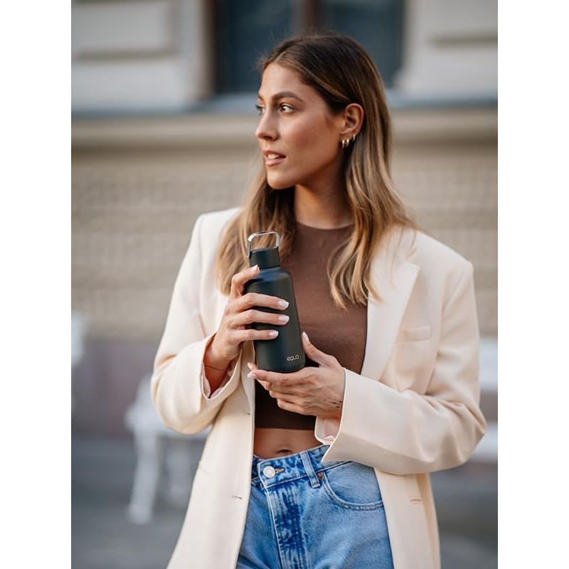 EQUA Timeless Stainless Steel Water Bottle, 600 ml, BPA-Free, Leak-Proof,