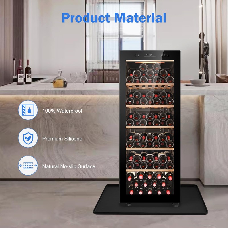 Mini Fridge Silicone Mat with Raised Edge, 23.6''x19.7'' Under Refrigerator