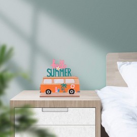 VALICLUD Luau Party Signs Hello Summer Bus Table Sign Signage Tiki Party Table Decoration Tropical Summer Hawaiian Table Centerpiece for Summer Holiday Desk Table Ornament
