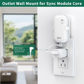 Outlet Wall Mount for Blink Sync Module Core, Sync Module Core Mount for Blink Indoor Outdoor Security Camera,No Messy Wires No Drilling Camera Mount with Short Cable,Easy to Install Holder(1Pack)