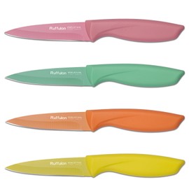 Ruffulon Paring Knife Set, 4PCS Stainless Steel Paring Knife Set, Ultra Sharp Fruit and Vegetable Knives, 3.5-Inch Kitchen Knives, Razor-Sharp Knife，Ergonomic Handle Design, Coloured
