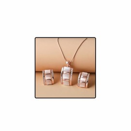 sunglnl Rose Gold Jewelry Set For Women, Cubic Zirconia Wide Rectangle Pendant Necklace And Earring Choker Elegant Minimalist Style Jewelry Gift, Chain 40CM/15.75 Inches + 5CM/2 Inches Extender, Alloy