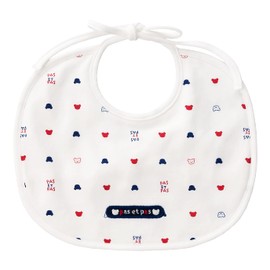 Baby Castle Bib, Tricolor Bib, Made in Japan, white (off-white)
