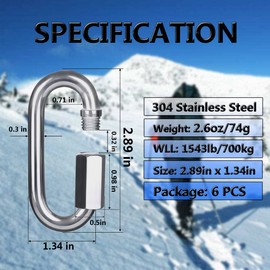 Quick Link, Ekunbuy 304 Stainless Steel Heavy Duty Locking Clips Chain Connector Repair Link Buckle for Swing Outdoor Camping