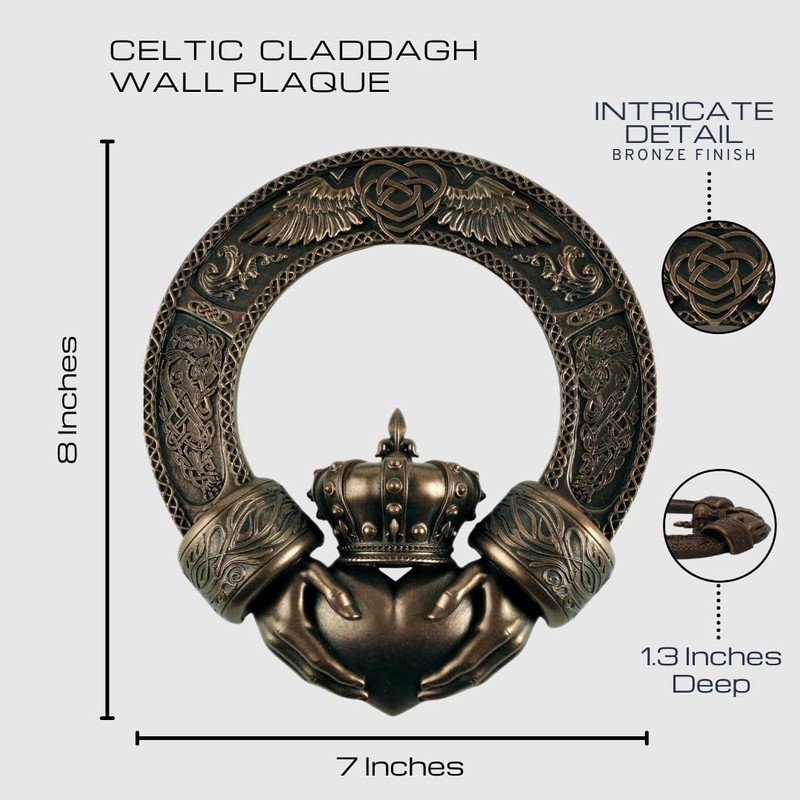 JFSM Celtic Claddagh Irish Ring Wall Plaque Home Decoration -
