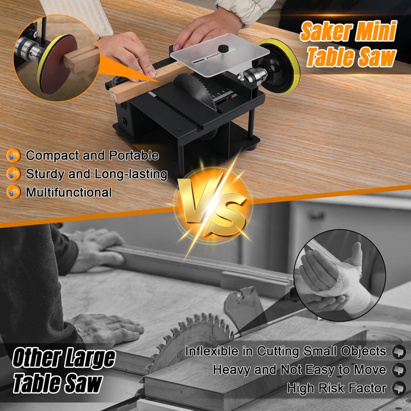 Mini Table Saw, 100W Portable Small Desktop Electric Saw, Speed