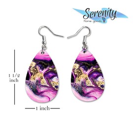 Fashion Drop And Dangle Earrings Set Paint Pours Colorful | Cute Girls Womens Jewelry Earings | Double Sided Print | Summer Girlfriend Wife Adorable Fashion Accessories