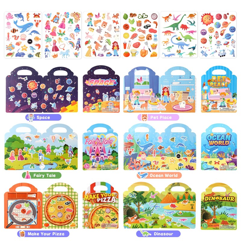 BuyCard 6 Pack Reusable Sticker Book for 2 3 4