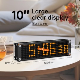 NPHMbM 10 Inch Big Digital Clock with WiFi NTP Sync,Smart Large Display Digital Clock for with Seconds Options, DST, 12/24H Format, LED Matrix Desk Clock for Home and Office
