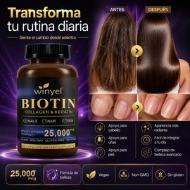 Biotina 25000 Mcg Con Colágeno Y Queratina 60 Cápsulas