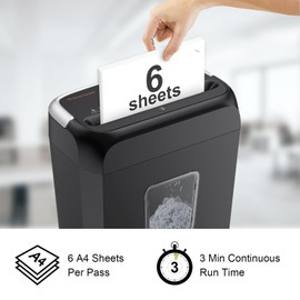 Bonsaii Paper Shredder, 3.4 Gals Wastebasket, 5-6 Sheet Crosscut Shredder for Home Use