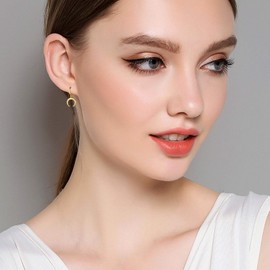 SANNYRA Moon Earrings for Women - 14K Gold Plated Beach Sea Drop Dangle Earrings - Seashell Beachy Jewelry
