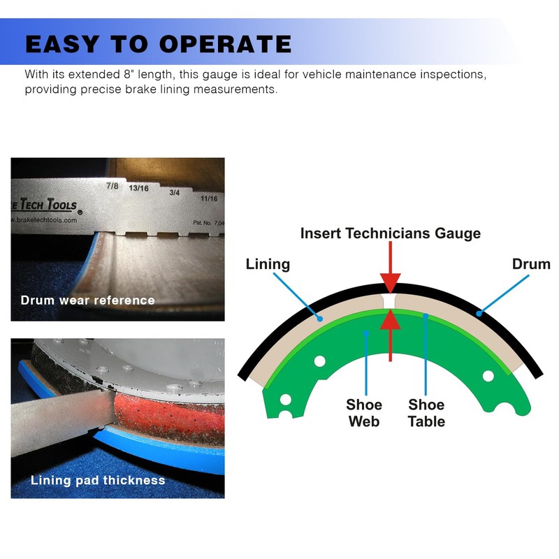Made in America Brake Lining Measuring Tool Brake Gauge Technicians