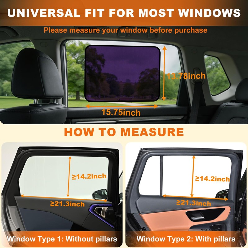 KOCZIL Car Window Shades - Static Cling Sun & Glare